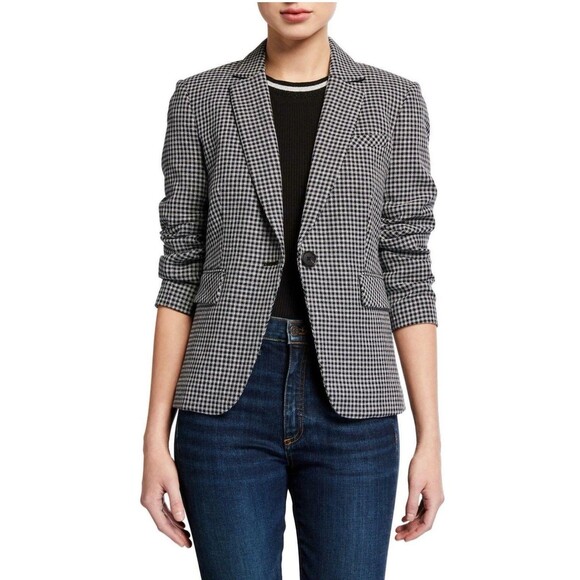 Veronica Beard Size 10 Schoolboy Dickey Jacket Blazer Black White Houndstooth - Picture 1 of 15